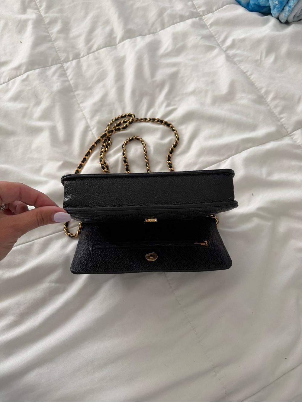 CHANEL Black Quilted Crossbody with Gold Chain - Picture 3 of 4